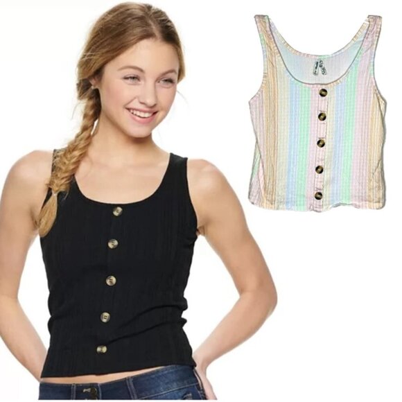 ❤️ 🆕 MUDD juniors Button front tank Top Size M - Picture 1 of 4